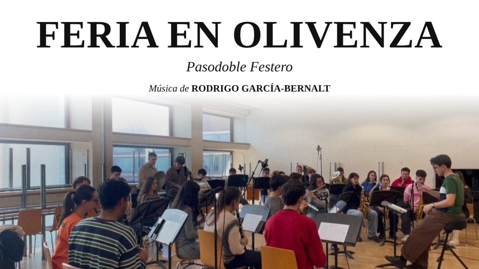 Banda grabando Feria en Olivenza en la ESMUC